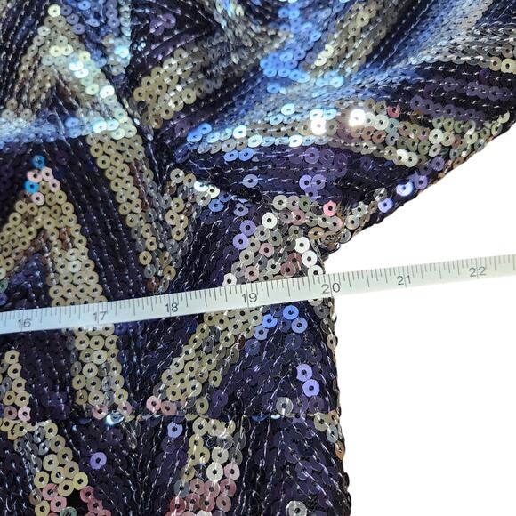 Jessica Simpson sequin chevron blazer blue and silver size L - Picture 8 of 11